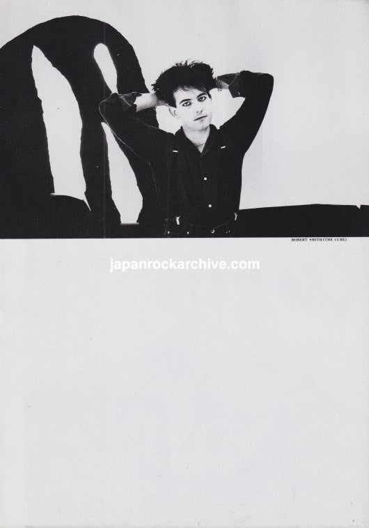 The Cure Robert Smith November 1989 Japanese magazine pinup with black and white portrait across the upper part of the page