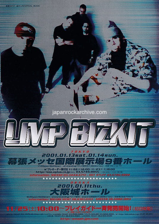 Limp Bizkit 2001 Japan Tour Concert Flyer Chocolate Starfish