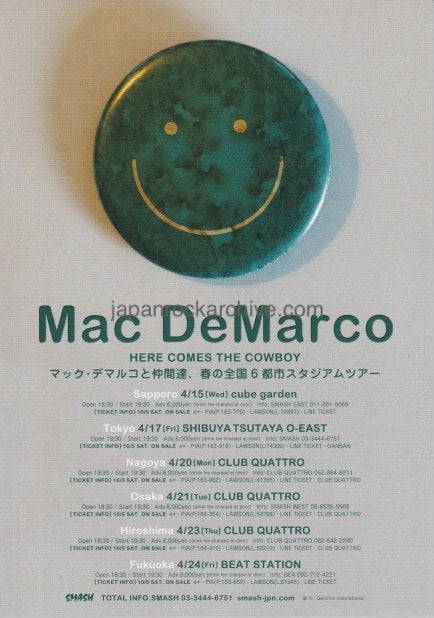 Mac Demarco 2020 Japan tour concert gig flyer handbill