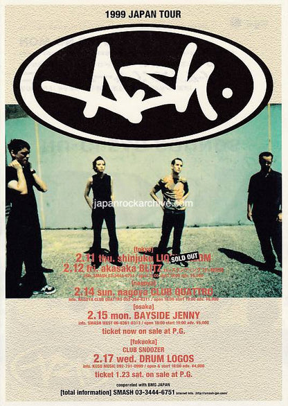 Ash 1999 Japan tour concert gig flyer handbill