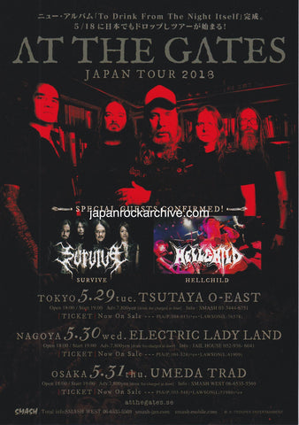 At The Gates 2018 Japan tour concert gig flyer handbill