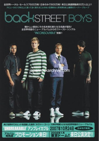 back street boys 2008 Japan tour concert gig flyer handbill