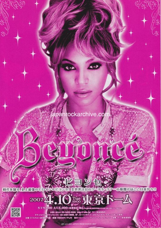 Beyonce 2007 Japan tour concert gig flyer handbill