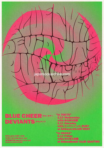 Blue Cheer / Deviants 1999 Japan tour concert gig flyer handbill