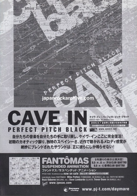 Cave In 2005/10 Perfect Pitch Black Japan album promo ad