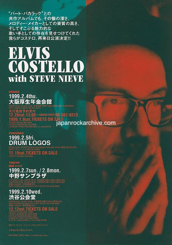 Elvis Costello 1999 Japan tour concert gig flyer handbill