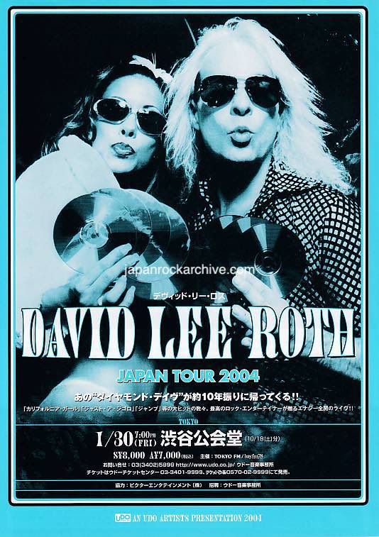 David Lee Roth 2004 Japan tour concert gig flyer handbill