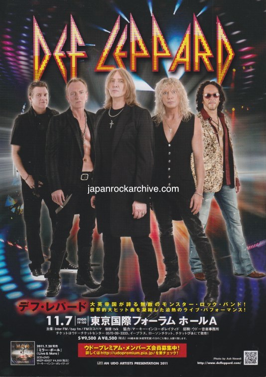 Def Leppard 2011 Japan tour concert gig flyer