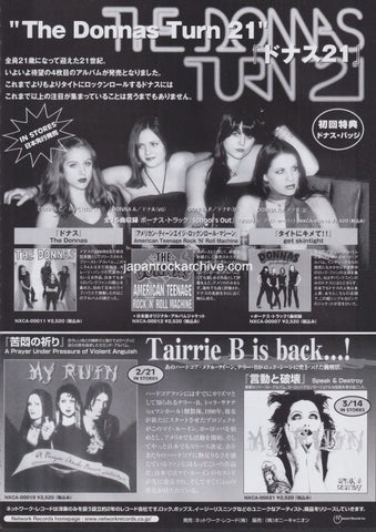 The Donnas 2001/03 Turn 21 Japan album promo ad