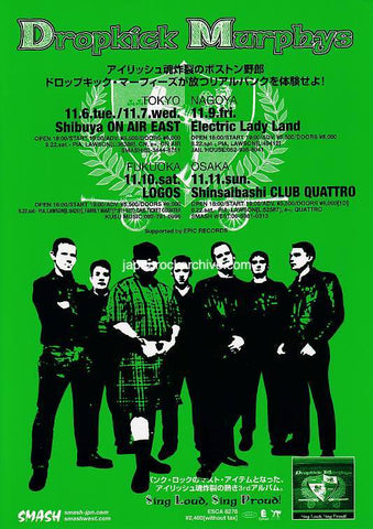 Dropkick Murphys 2001 Japan tour concert gig flyer handbill