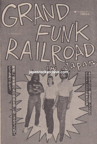 Grand Funk Railroad 1982/11 Japan music press clipping-article