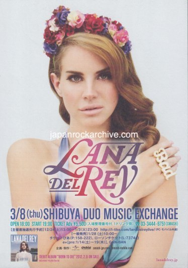 Lana Del Rey 2012 Japan tour concert gig flyer handbill