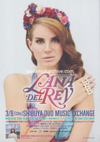 Lana Del Rey 2012 Japan tour concert gig flyer handbill
