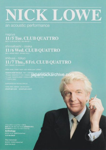 Nick Lowe 2002 Japan tour concert gig flyer handbill
