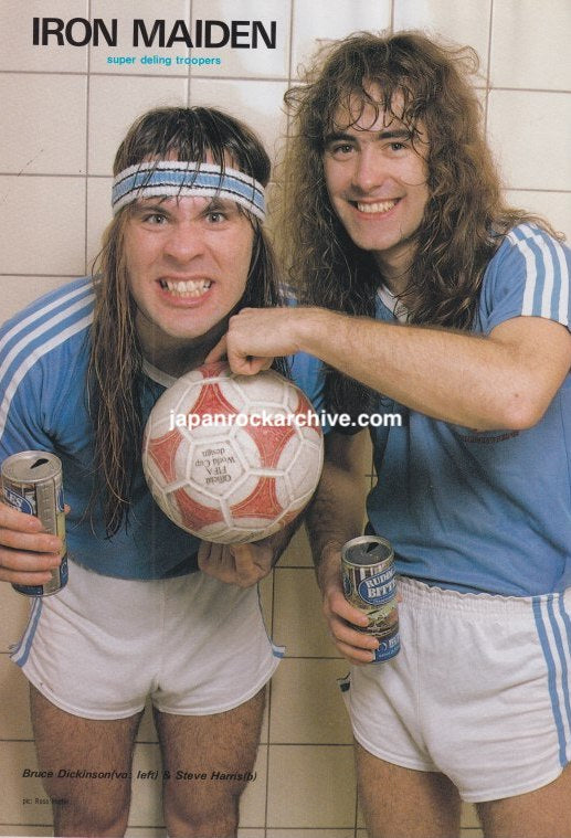 Iron Maiden March 1984 Japanese magazine photo spread page 1, Bruce Dickinson and Steve Harris