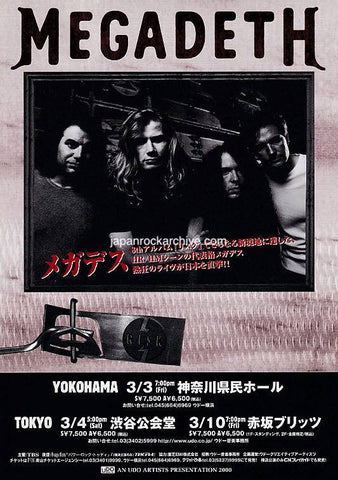 Megadeth 2000 Japan tour concert gig flyer handbill