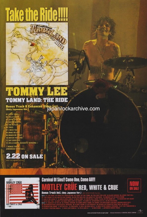 Tommy Lee 2006/03 Tommyland: The Ride Japan album promo ad