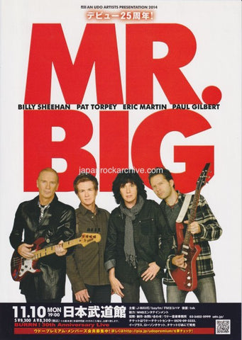 Mr. Big 2014 Japan tour concert gig flyer handbill