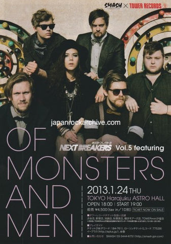 Of Monsters and Men 2013 Japan tour concert gig flyer handbill