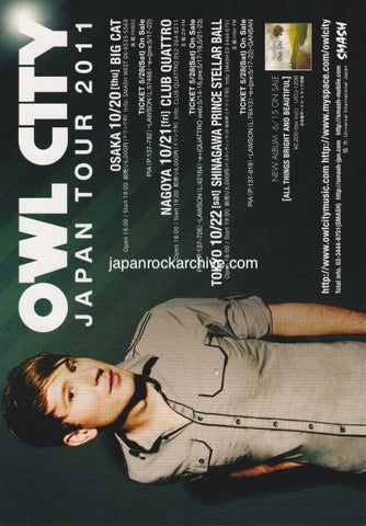 Owl City 2011 Japan tour concert gig flyer handbill