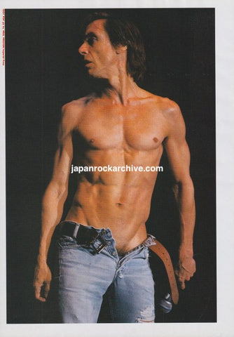 Iggy Pop 1991/03 Japan music press clipping pinup - vintage Japanese magazine color photo shirtless studio shot