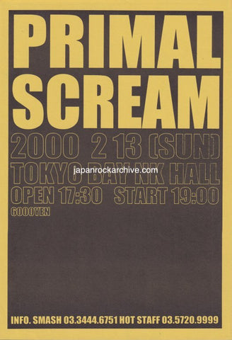 Primal Scream 2000 Japan tour concert gig flyer handbill