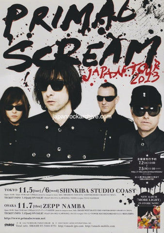 Primal Scream 2013 Japan tour concert gig flyer handbill