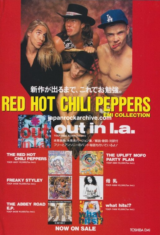 Red Hot Chili Peppers 1995/03 Out In L.A. Japan album promo ad