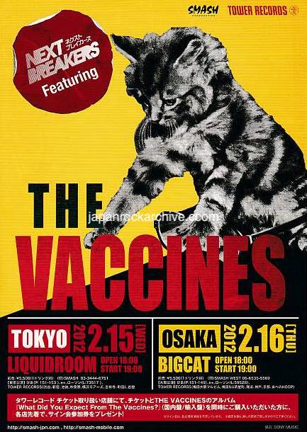 The Vaccines 2012 Japan tour concert gig flyer handbill