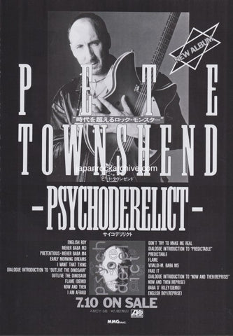 Pete Townshend 1993/08 Psychoderelict Japan album promo ad