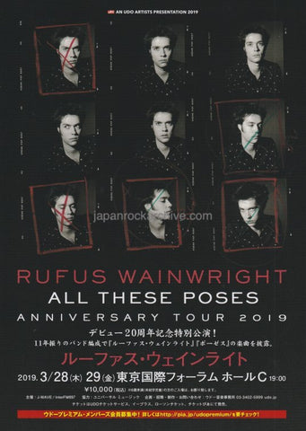 Rufus Wainwright 2019 Japan tour concert gig flyer handbill