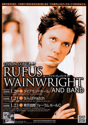 Rufus Wainwright 2008 Japan tour concert gig flyer handbill