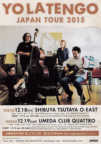 Yo La Tengo  2015 Japan tour concert gig flyer handbill