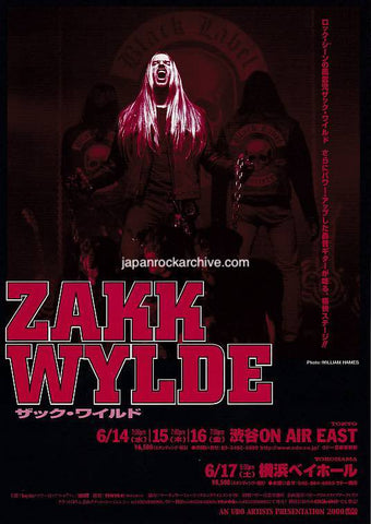 Zakk Wylde 2000 Japan tour concert gig flyer handbill