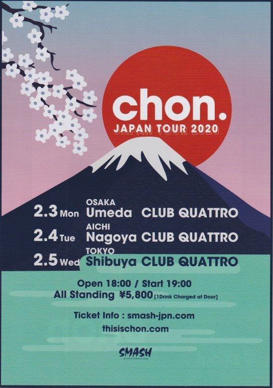 Chon. 2020 Japan tour concert gig flyer / handbill