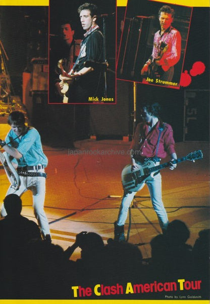 The Clash 1979/12 Japanese music press cutting clipping - 2 page photo spread / pinup - on stage
