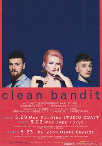Clean Bandit 2019 Japan tour concert gig flyer