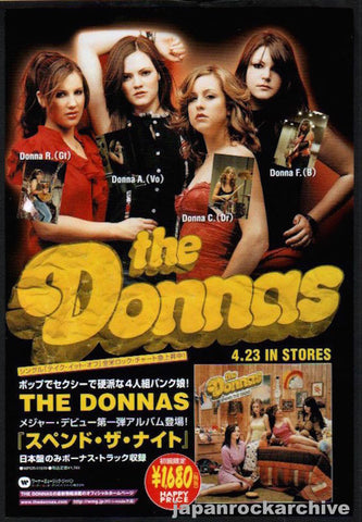 The Donnas 2003/05 Spend The Night Japan album promo ad