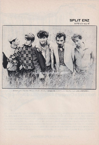 Split Enz 1982/08 Japanese music press cutting clipping - photo pinup - band in field
