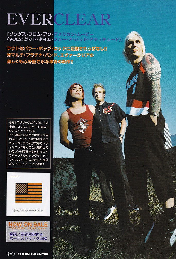 Everclear 2001/01 Songs From an American Movie Vol. Two: Good Time For A Bad Attitude Japan album promo ad