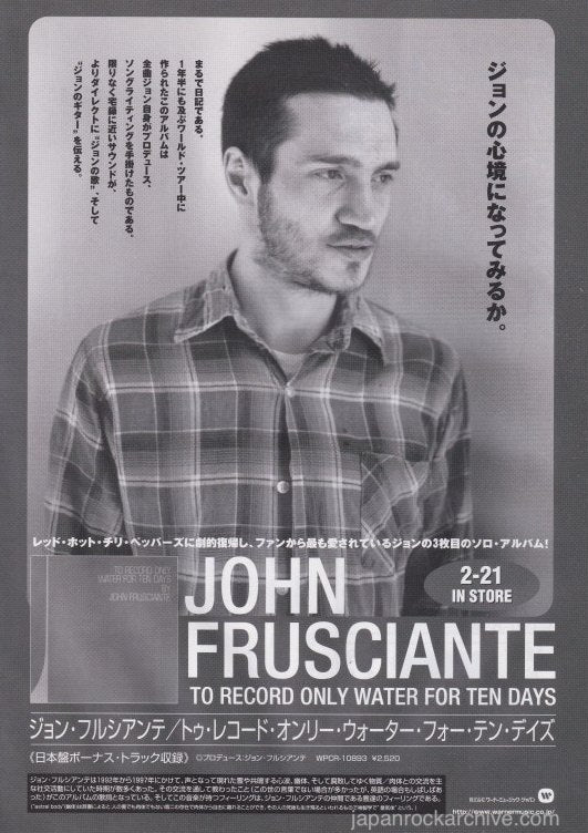 John Frusciante 2001/03 To Record Only Water For Ten Days Japan album promo ad