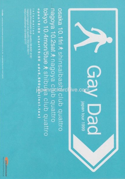 Gay Dad 1999 Japan tour concert gig flyer handbill