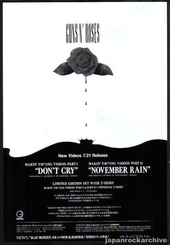 Guns N' Roses 1993/08 Don't Cry / November Rain Japan video promo ad