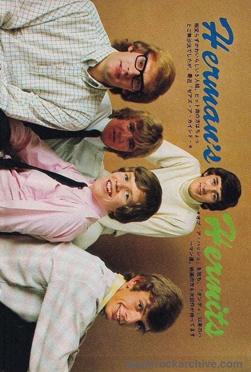 Herman's Hermits 1967/05 Japanese music press cutting clipping - photo pinup - full band shot