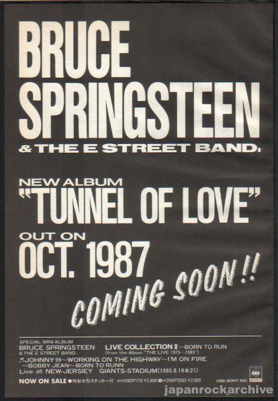 Bruce Springsteen 1987/10 Tunnel of Love Japan album promo ad