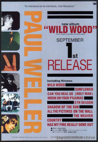 Paul Weller 1993/09 Wild Wood Japan album promo ad